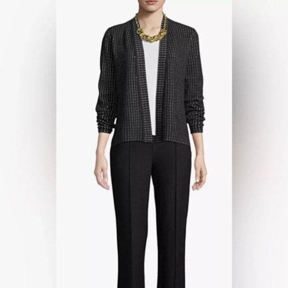 Eileen Fisher Black White Strip Silk Organic Cotton Open Front Cardigan Size 3X - Picture 12 of 12